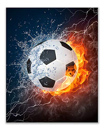 Summit Designs Flame Sports Balls Wall Art Décor – Set Of 4 Unframed (8X10) Poster Photos – Basketball Baseball Soccer Football #TOP6