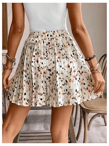 Floerns Women's Allover Print Pleated Skirt Elastic Waist Summer Short Skirts2