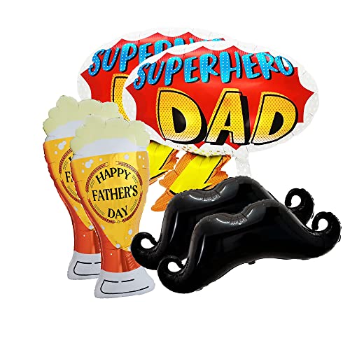 Happy Father’s Day Party Supplies Super Hero Dad Helium Balloon, Bottle Beer Cup Shape Balloons,Moustache Shape Balloons For Dad Birthday Party Decoration #TOP15