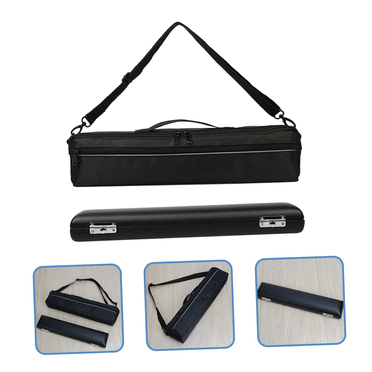 CIMAXIC Portable Thicken Flute Storage Bag and Box Multi Functional Flute Case with Room for 16 Holes Ideal for Flute Accessories and Instrument Protection
