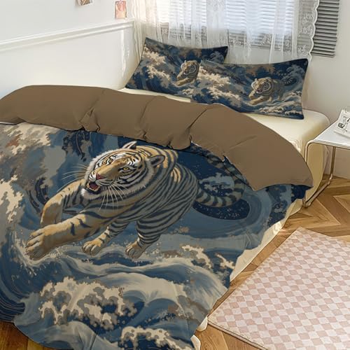 Parure de lit 240x260 vagues tigre japonais pour enfant - 4