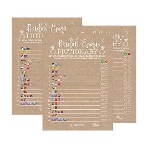 25 Rustic Emoji Pictionary Bridal Shower Games Ideas, Wedding Shower, Bachelorette or Engagement Party For Men and Women Couples, Cute Funny Kit Bundle Set, Coed Adult Game Cards For Bride to be Party
