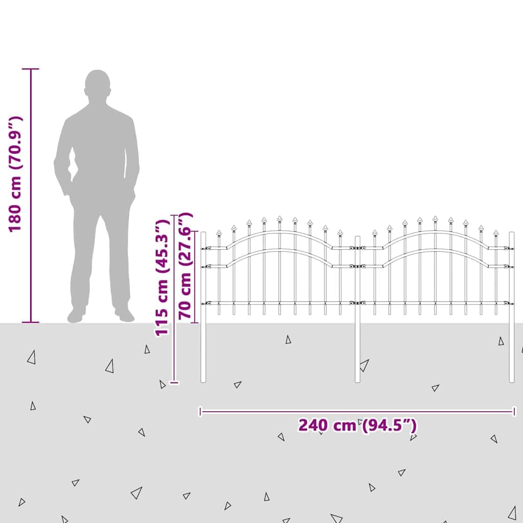 Gartenzaun Woerden Weiß 240 x 115 cm pulverbeschichteter Stahl mit Rostschutz wetterbeständig für Terrasse Balkon Vorgarten als Sichtschutz Zaunelement und Begrenzung