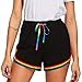 Damen Shorts Sommer Mode Lässige Hose mit hoher Taille Gerades Bein Sport Lässige Lockere Shorts mit Kordelzug Kurze Hose mit Taschen Gummiband Freizeit Shorts Elastische Stoffhose
