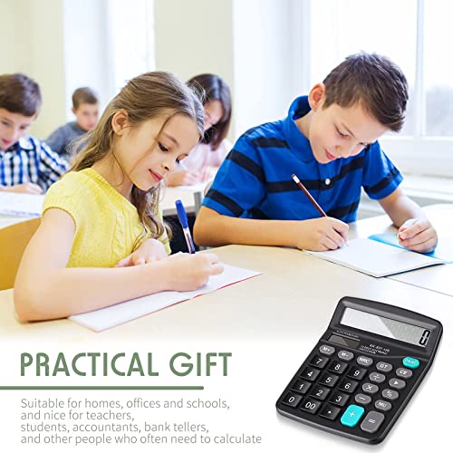 Konohan 8 Pieces 12-Digit Calculator, Solar Basic Desktop Calculator Large Display Electronic Calculators Dual Power Handheld Calculator For Home Office School (Black) #TOP6