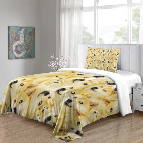 Housses de couettes 3D imprimé chien parure de lit microfibre avec taies d'oreiller