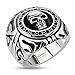 Mianova Herren Ring Edelstahl Massiv Breit Herrenring Männer Biker Rocker Schmuck mit 3D Totenkopf Silber Größe 67 (21.3)