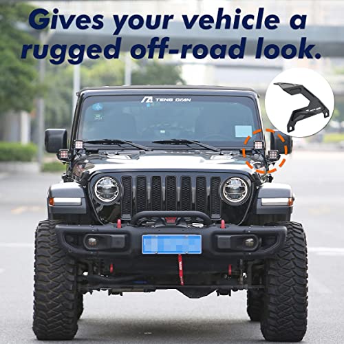 Image of Dual A Pillar Light Mount Fit for Jeep Wrangler JL /JLU 2018-2025 | For Jeep Gladiator 2020-2026 (NOT For Mojave and 392),Aluminum LED Off-Road Light Brackets, Drill-free and detachable,1 Pair