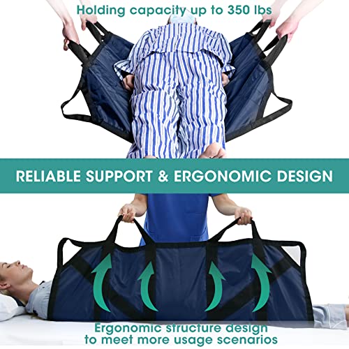 Bed Positioning Pad With Reinforced Handles, 45" X 36" Multipurpose Waterproof Transfer Sheet For Turning, Lifting & Sliding, Reusable Washable Patient Positioning Sheet For Bedridden, Caregiver, Dark #TOP3