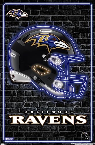 NFL Baltimore Ravens - Neon Helmet 23 Wall Poster, 34L" x 22.4W", Unframed Version