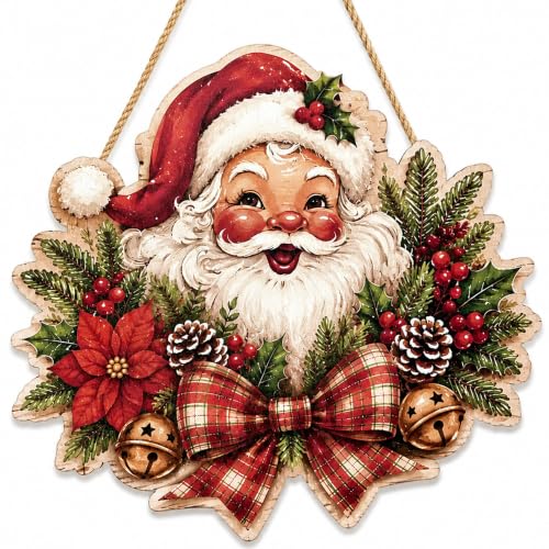 Image of Christmas Decorations - 2D Printed Flat Vintage Santa Claus Welcome Sign
