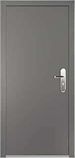 VIZ-PRO Quick Mount Steel Security Door with Frame and Hardware, Gray Left Side-Hinged Inward, 39 9/16" - 41 7/8" Width Adjustable, 83 1/2" Height