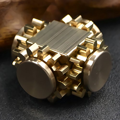 Pure Brass Fidget Cube Fidget Spinner Gears Linkage Fidget Toy Hand Spinner Metal Diy Edc Focus Meditation Break Bad Habits Adhd (Brass) #TOP3