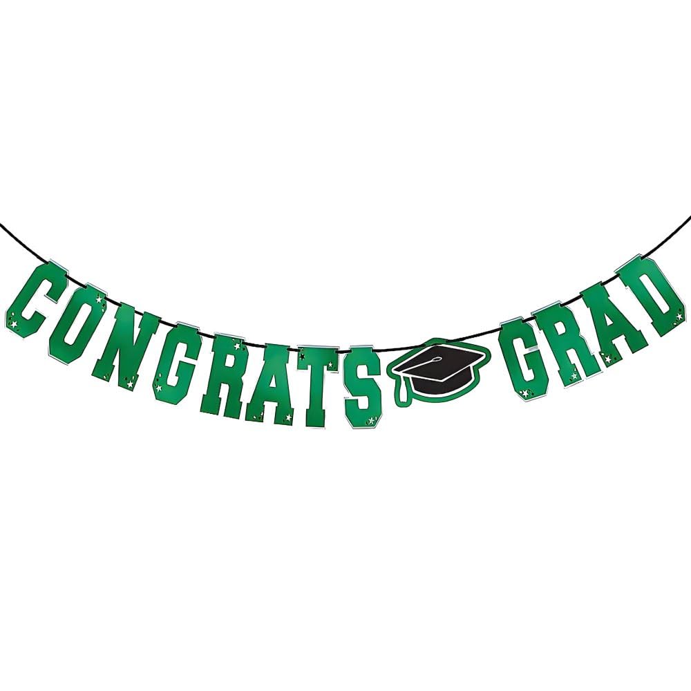 amscan Cartel de Fiesta con Letras Grandes Congrats Grad (Verde), 1 Pieza