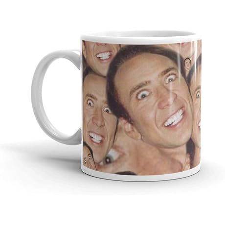 Nicolas Cage Face Collage Design Coffee Mug