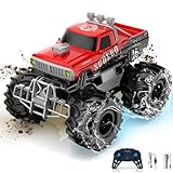 Carox ラジコン 水陸両用 ラジコンカー オフロード こども向け RCカー 車おもちゃ 360度回転 操作時間50分 バッテリ付き 2.4GHz無線 男の子 子供 小学生 中学生 誕生日 プレゼント クリスマス こどもの日 贈り物 日本語取扱説明書付き OX19 レッド