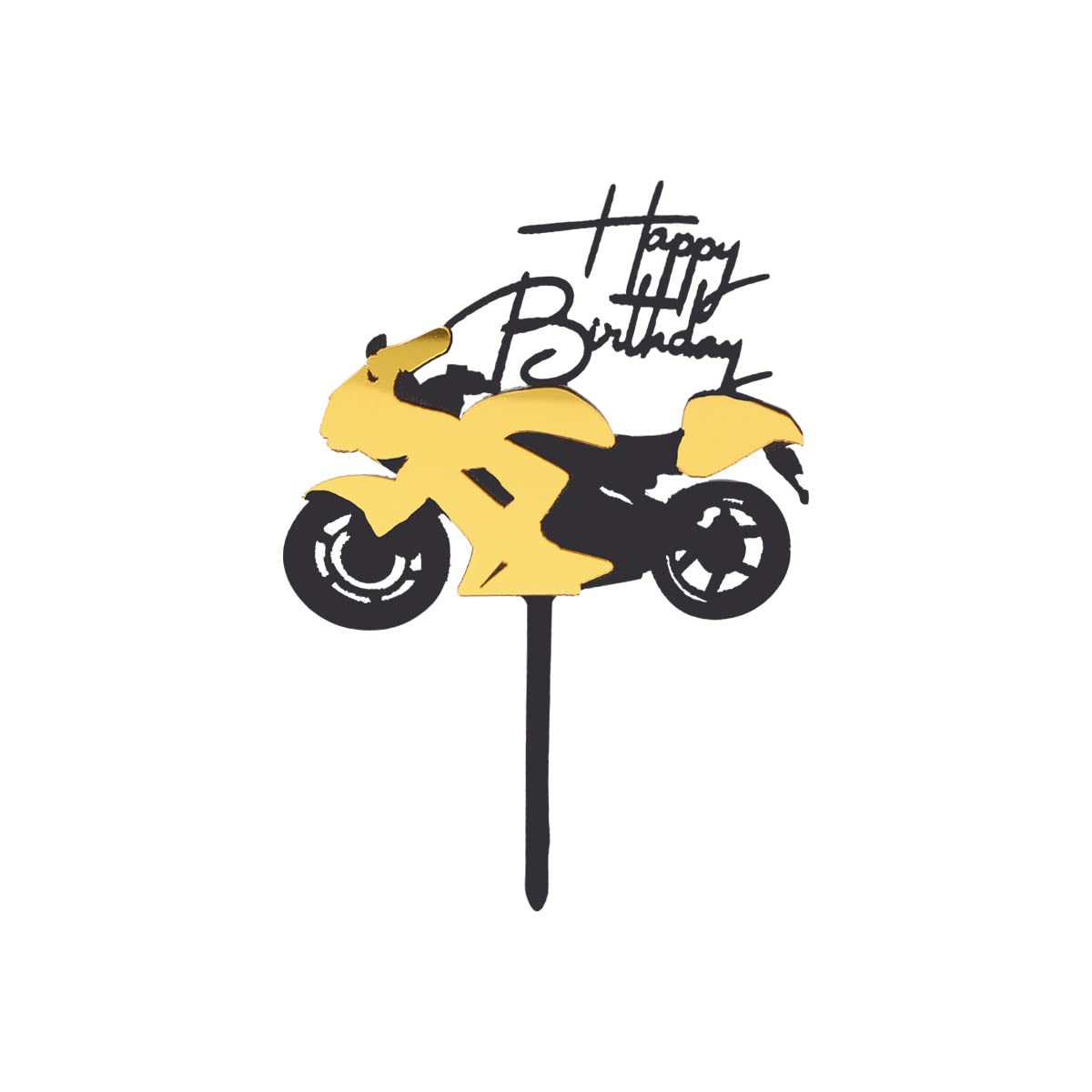 Creative Cake Topper, Acrylic Black and Gold Motorbike Sports Car Birthday Cake Toppers Cake Decorations for Boys Men (Motorbike)