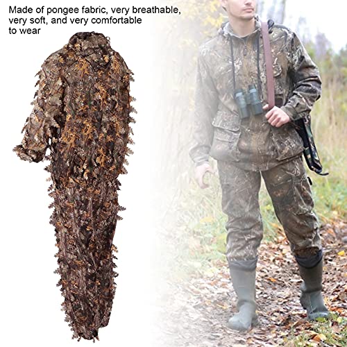 SPYMINNPOO Terno de folha 3D, conjunto de jaquetas e calças marrom selvagem camuflagem Ghillie conju