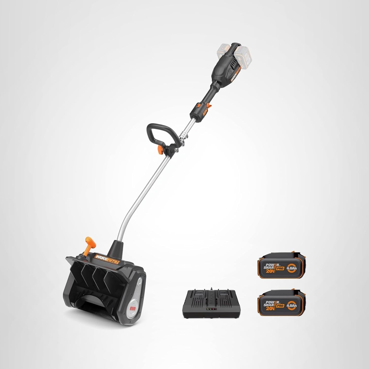 WORX Nitro 40V 12'' Cordless Snow Shovel, Electric Snow Thrower for 4-Car Driveway, Snow Removal with Brushless Motor &amp; 2 Speed Control, 2 × 4.0 Ah Batteries and Charger Included, WG460