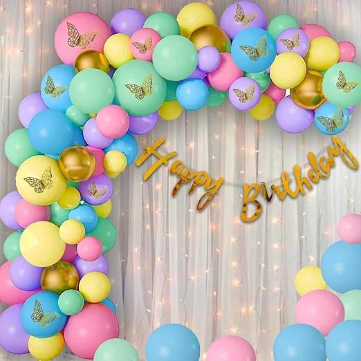 Rainbow Theme Birthday Decorations - 81Pcs Butterfly Decoration Items |Butterfly Theme Birthday Decoration Items