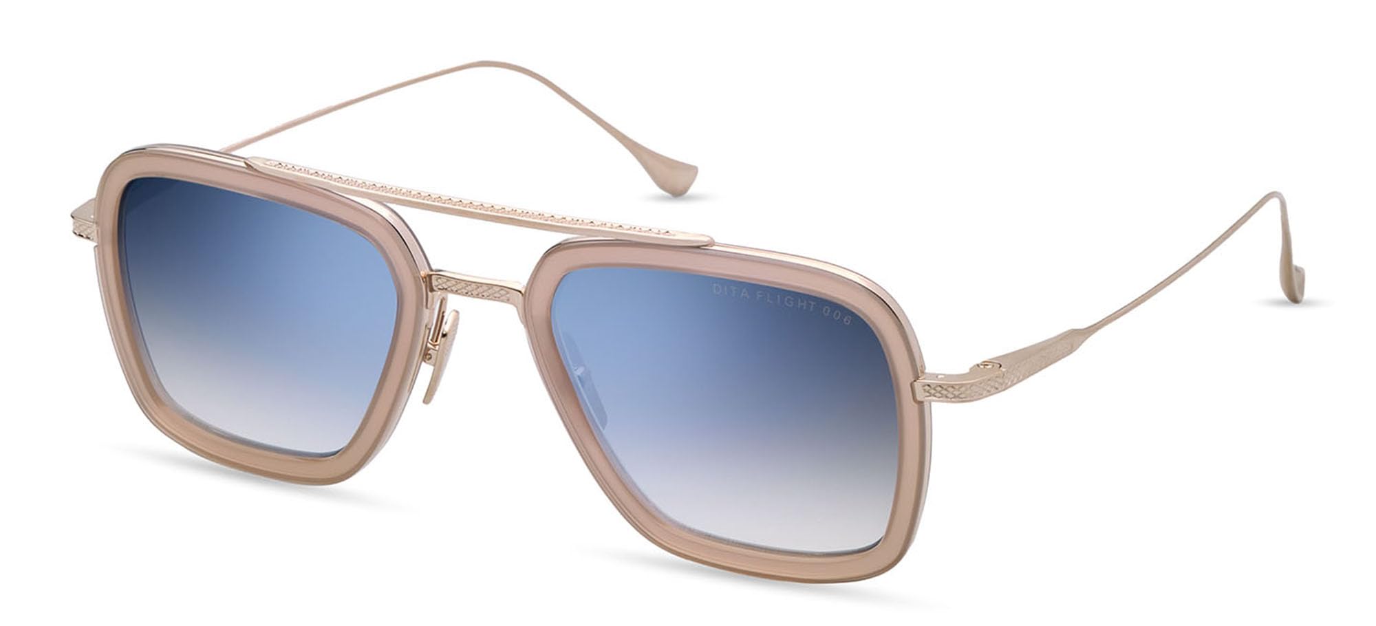 FLIGHT.006 DT 7806 U-GLD-PNK White Gold/Dusty Pink Metal Square Sunglasses Grey Gradient Lens