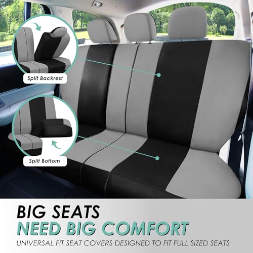 image for FH Group Universal Fit Gray Black Automotive Seat Covers Combo Set wit