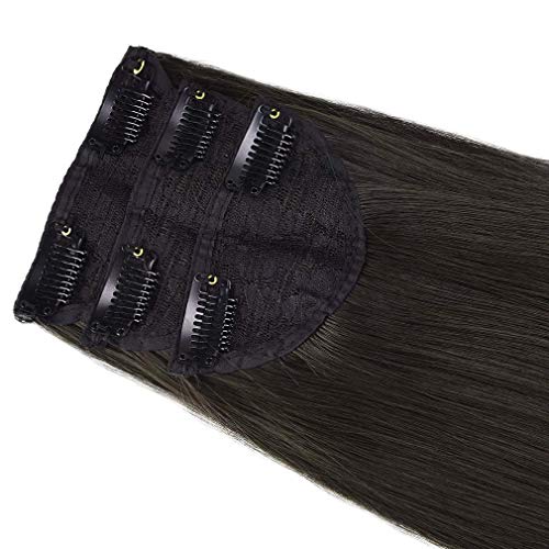 Reecho Thick Long Straight 3Pcs Set Clip In On Hair Extensions For Women Girls (24 Inch (Pack Of 3), Dark Brown - Straight) #TOP5