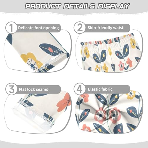 Bolaz Toddler Girls Leggings Printed Yoga Pants Leggings Yellow Red Flower for Kids3