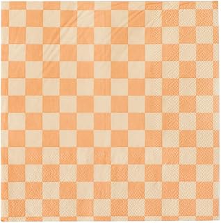 Jollity & Co Party Supplies | Check It! Peaches Nâ€™ Cream Large Napkins | Great for Baby Showers, Anniversaries, Summer Parties, and Birthday Decorations | Paper, 16 Pack