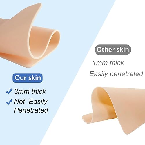 Miniatura 8 de Papel de transferencia de piel para práctica de tatuajes, 3 unidades de 0.118 pulgadas de grosor, silicona suave, piel falsa, 15 unidades, kit de