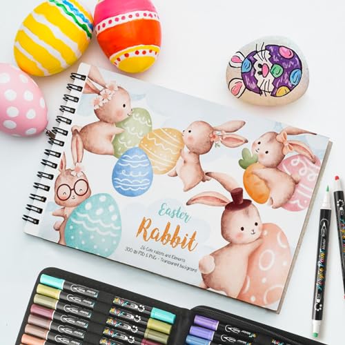 ZSCM 60 Colors Dual Tip Acrylic Markers & 12 Colors Acrylic Glitter Markers Paint Pens