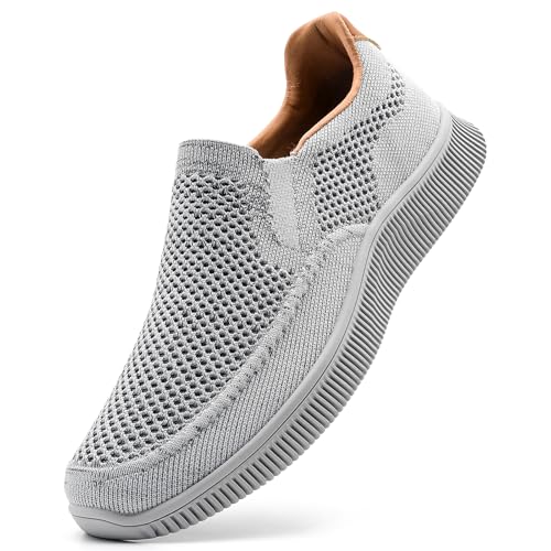 MrToNo Herren Schuhe Slip On Sneakers Freizeitschuhe Atmungsaktive Bequeme Mesh Sportschuhe Leichte Turnschuhe Casual Loafer Laufschuhe rutschfeste Walkingschuhe Joggingschuhe-QIANHUI-XIN-44