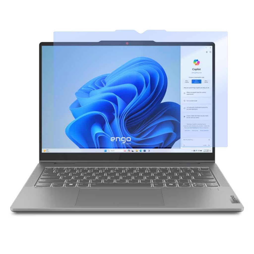 Engo Lenovo Ideapad 5 2-in-1 14AHP9 14 İnç İle Uyumlu Ekran Koruyucu Notebook, 9H Temperli Kırılmaz Esnek Nano Cam, Çizilmeye Ve Darbeye Dayanıklı Laptop Koruma, HD Şeffaf 16:10