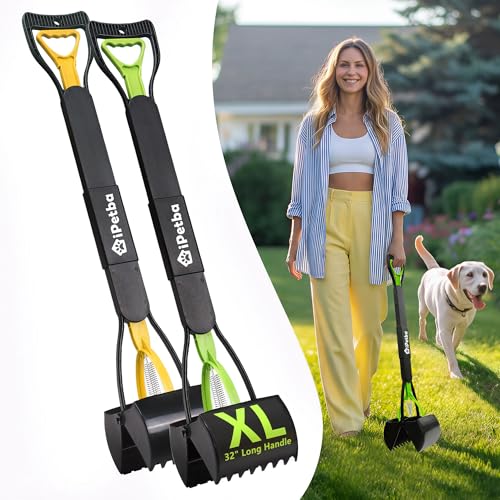 Image of 32 inch Pooper Scooper for Large Dogs 2-Pack - Long Handle Dog Poop Scooper for Yard, No Bending Save Back, Ease of Pickup, Grass Friendly, Sturdiness