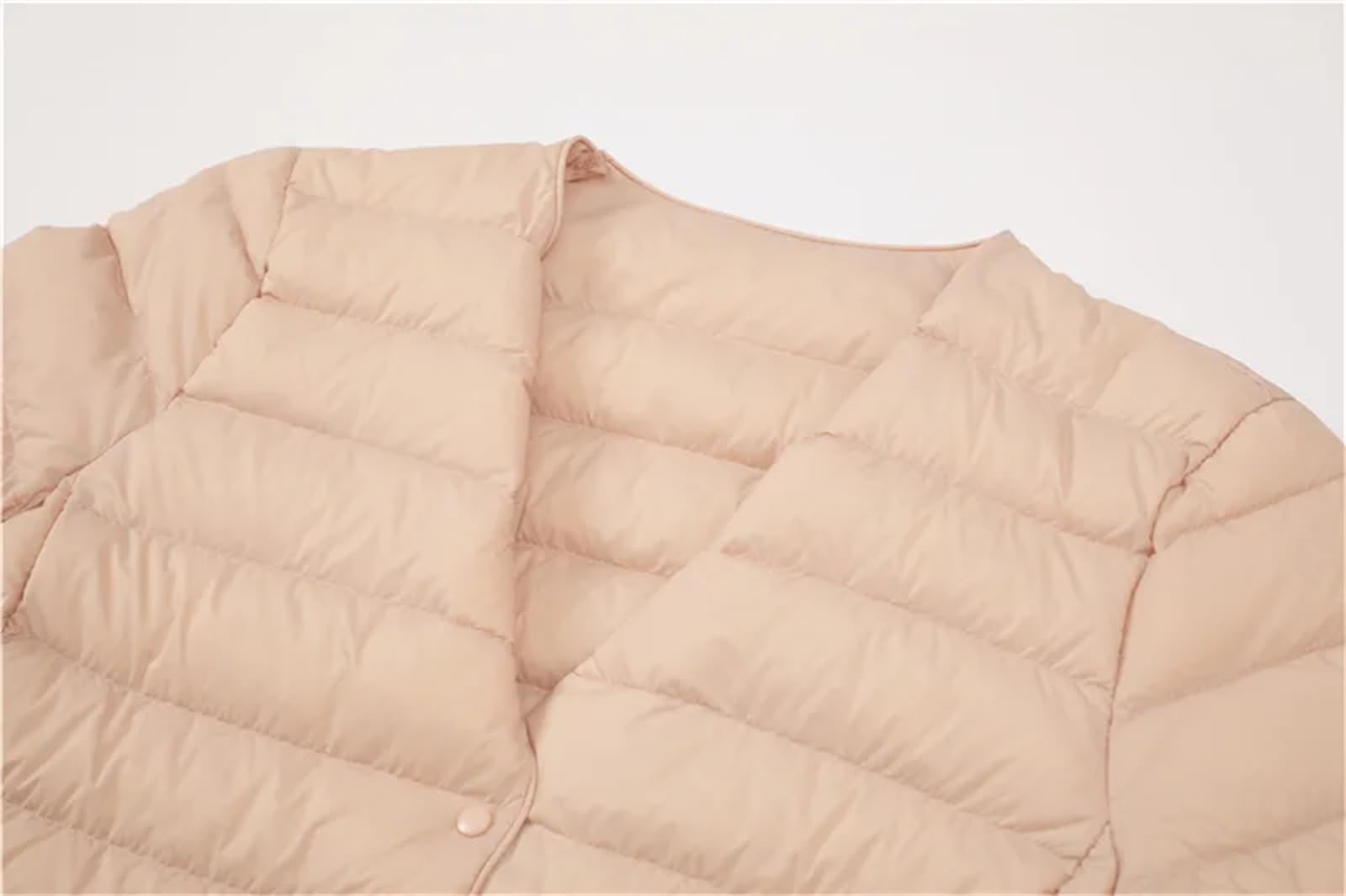 Donna Liner O-Collo Variabile Scollo a V Mantenere Caldo Piumino Piumino Femminile Senza Colletto Trapuntato Cappotto Cachi, cachi, L