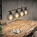 TINGLANG 4-Light Kitchen Island Lighting, Farmhouse Dining Room Pendant Light Fixtures Hanging, Black Linear Modern Chandeliers with Metal shades for Kitchen Living Room Over Table Cafe Bar (4 Lights)