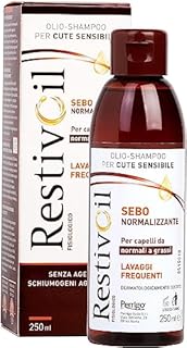Restivoil Fisiologico Sebonormalizzante Olio-Shampoo per Cute Sensibile e per Capelli Normali e Grassi Senza Agenti Schiumogeni e Aggressivi, 250ml