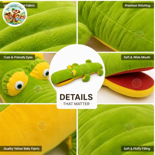 Image of Crocodile Plush Soft Toy 100 CM for Kids | Ultra Soft Stuffed Crocodile Pillow | Premium Plush Animal Cushion | Hugging Sleeping Companion | Birthday Gift for Boys & Girls | Green