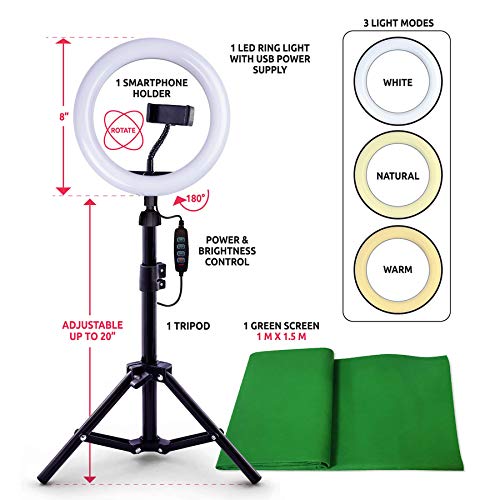 So DIY TikTok Instagram YouTube Ring Light with Green Screen and Phone Mount Tripod. Studio Creator Influencer Video Creator Kit by Canal Toys - Image 2