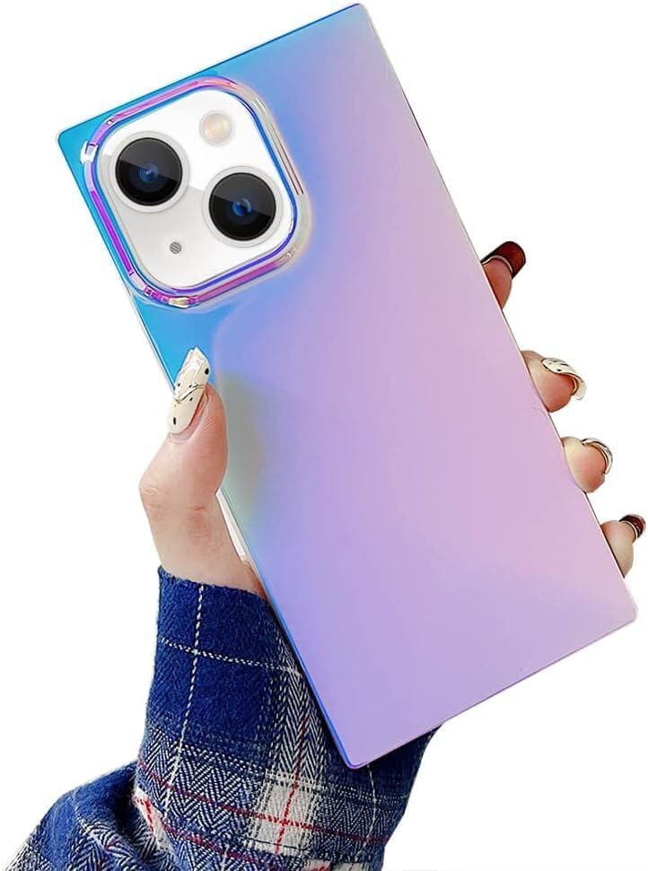 Omorro for iPhone 16 Pro Max Rectangle Case for Women, Bling Sparkly Laser Color Changing Designer Glitter Slim Thin Soft Flexible Silicone Protective Light Mirror Iridescent Girly Purple - Image 5