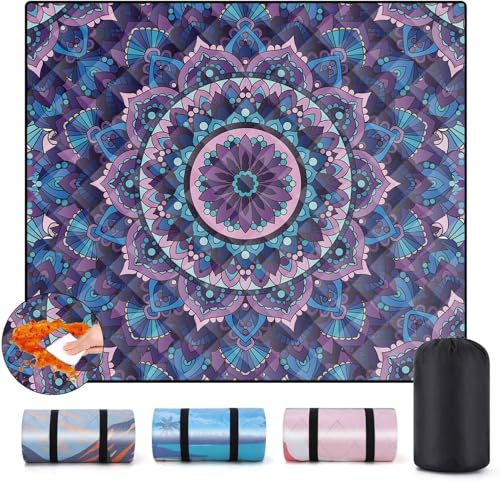 memKiya Picnic Blankets Oversized 60x80 Beach Blanket Waterproof Sandproof Foldable Large Outdoor Grass Mat Travel Camping Essentials RV Road Trip Accessories Vacation Gear Gifts for Couple Women Mom