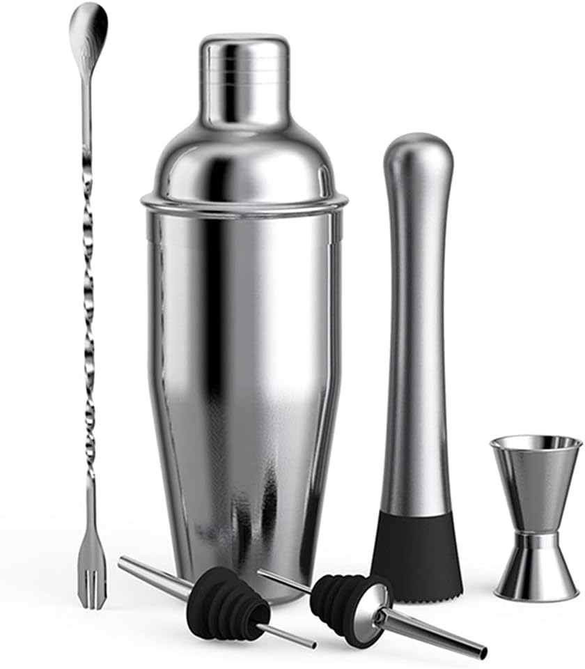 Set Coctelera Acero Inoxidable 750 ml con Colador, Cuchara y Medidor