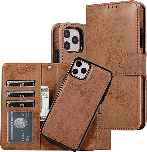 Étui en cuir iPhone 11 Pro marron à rabat premium élégant