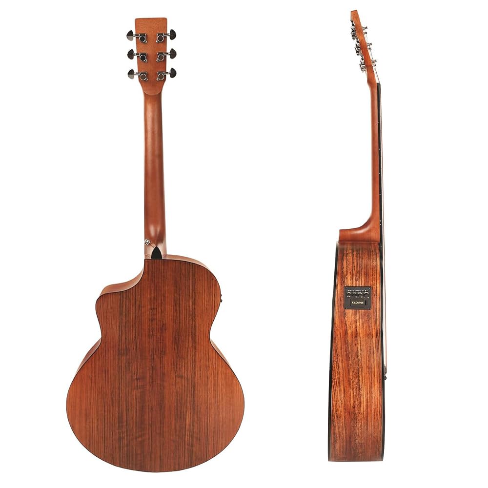 Kadence A06EQ-N Acoustica 40" Electro Acoustic Guitar | Grand Auditorium Cutaway | Ash Wood | Built-in Pickup + 2 Band EQ | Comes with Bag | Includes Learning Course | Natural 4