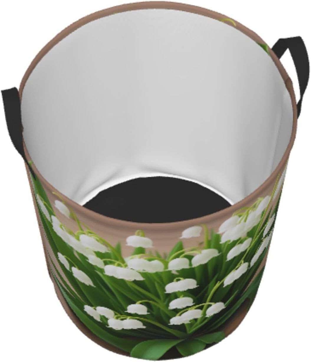 (Lilies of the Valley) Collapsible Laundry Baskets with Handles Waterproof 19.6 x 15.7 in Laundry Hampers Blanket Toy Storage Basket Laundry Room Organization