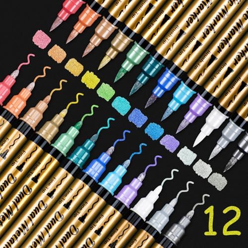 Metallic Stifte Set – 12 Farben, Duale Spitze, Wasserfest Für Scrapbooking, Holz, Glas & Mehr