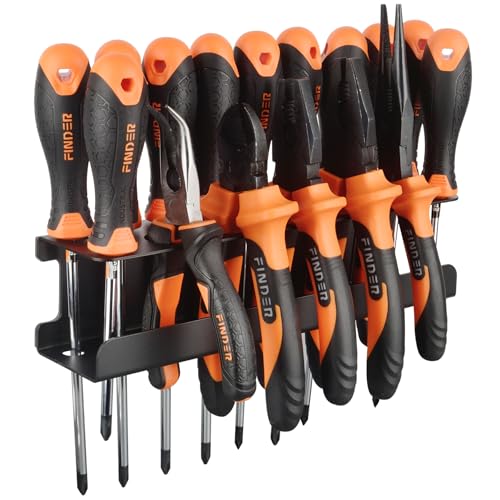 MUTUACTOR Magnetic Screwdriver Organizer Rack,Heavy Duty Screwdriver Holder Plier Organizer,Magnetic Tool Holder Storage Holder for Various Screwdrivers Pliers Shears Tool Chest Cart Workbench