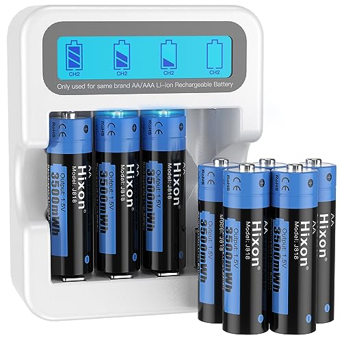 image for Hixon Rechargeable AA Batteries and LCD Charger,8x3500mWh Rechargeable