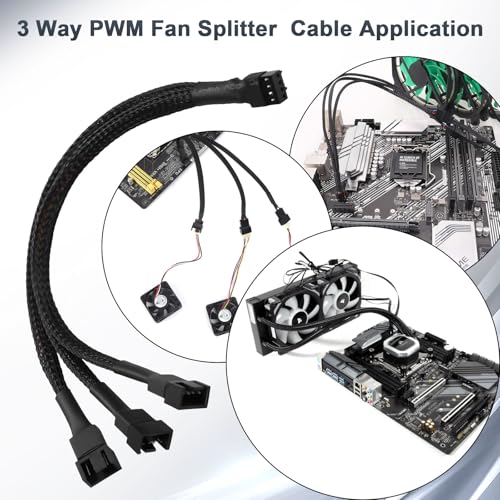 Binghe Cable Adaptador 4 pin 1 a 3 Cables Divisores de Ventilador PWM, Cable alargador de 4 pin a 3 ventiladores para Ventiladores chasis, ventiladores 4 pin para chasis ATX de ordenador(2 Piezas) - imagen 3