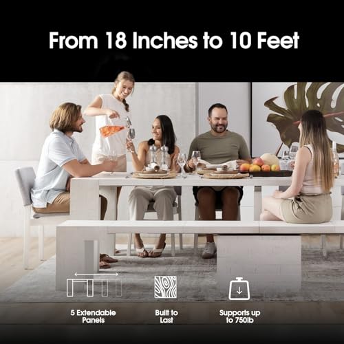Transformer Table Solid Wood Extendable Dining Table, White - image 2